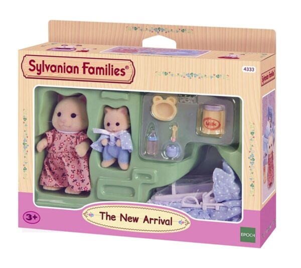 Welcome a new baby to Sylvanian Village! The New Arrival (4333) includes mother & baby figures plus cute newborn essentials and accessories for family storytelling. Ages 3+.
