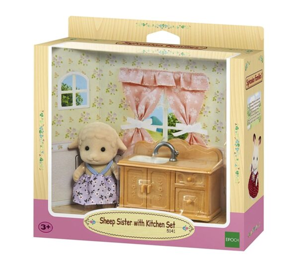 Sylvanian Families Sheep Sister with Kitchen Set